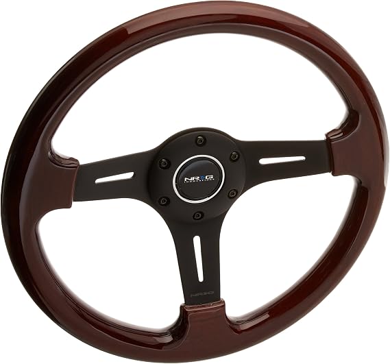 NRG Innovations ST-015-1BK Classic Wood Grain Wheel (330mm, 3 spoke center in matte black)