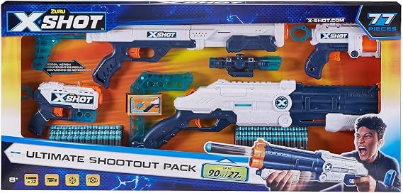 XShot Zuru X-Shot 77 Piece Ultimate Shootout Pack - Includes 4 Foam Blasters, 72 Darts, and 1 Scope (36357)