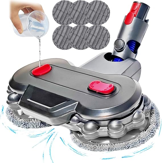Wet Mop Head Attachment for Dyson v15 v7 v8 v10 v11, Hardwood Floor Mopping Cleaning for sv10 sv11 sv12 sv14 Vacuum Head Replacement with 6 Pads, Tank and Cup2026, v10slim/v12/sv18 NOT Compatible