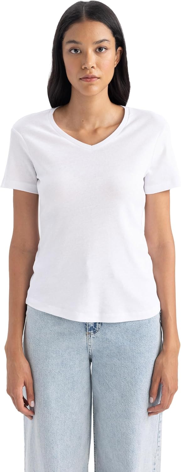 DeFacto Womens Slim Fit Short Sleeve T-Shirt