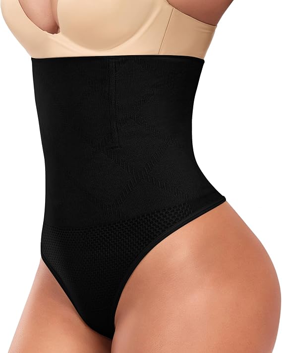 ZENUTA Tummy Control Thong Shapewear for Women, High Waisted Underwear Seamless Body Shaper Panties Girdle Waist Cincher