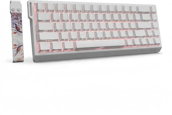 MADLIONS Keyboard Gaming Wired MAD 68 HE, Mechanical Keyboard with Adjustable Actuation, 8000 Hz Polling Rate, Rapid Trigger for Esports/PC Gaming (MAD68HE-RGB-White)