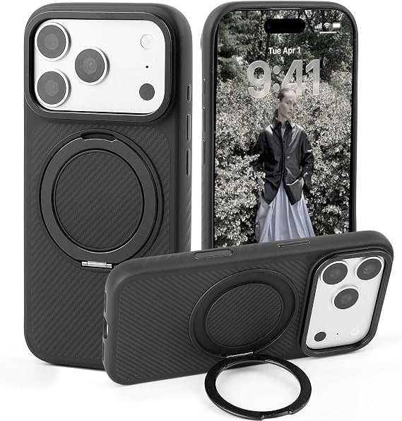 Deff for iPhone 17 Pro Case with 360 Magnetic Kickstand, Duro Ring Master, MagSafe Compatible, Dupont Kevlar Aramid Fiber, MIL-STD-810H Drop Protection, Matte Black