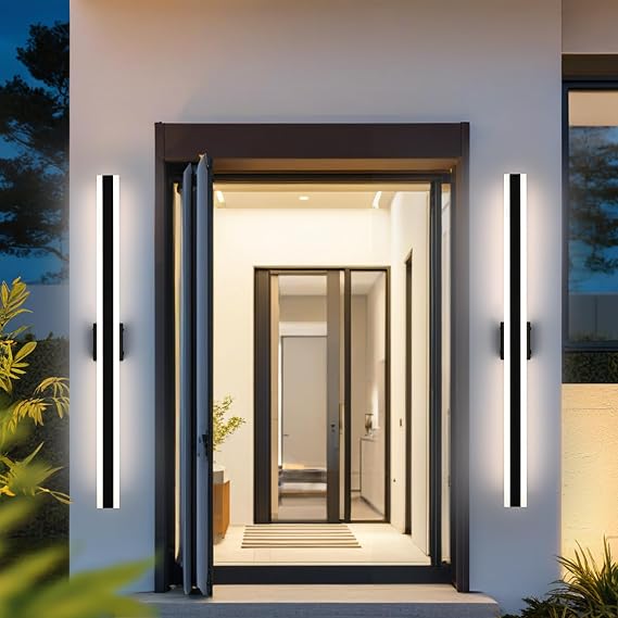 2-Pack 48-Inch LED Long Outdoor Wall Light Fixture, 35W IP65 Waterproof Exterior Linear Wall Mount Lighting, 5 Color Temperature Mode (3000K/3500K/4500K/5000K/6000K)