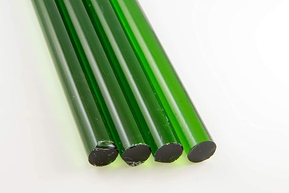 Devardi Glass Boro Rods, 1 lb, COE 33, Transparent Medium Green Borosilicate Solid Rods