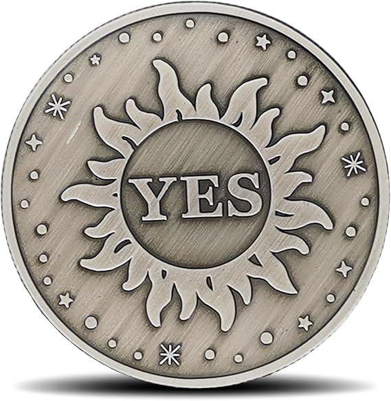Decision Making Challenge Coin - Yes and No Design with Sun and Moon Motifs - Fun and Practical Tool for Choices