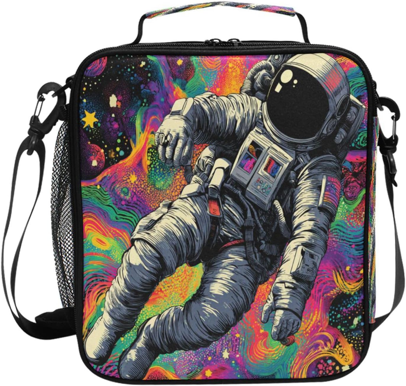 Astronaut Space Colorful Lunch Box Bag Large for Boys Girls Kid Insulated Lunch Bags Food Container Reusable Lunchbox Portable Meal Prep Containers Reusable for Adults Women Work School Picnic