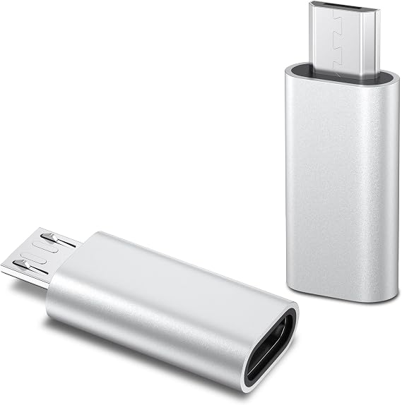 Vanjua 2 Pack Micro USB to USB C Adapter, Data Transfer Adapter, for Galaxy S7/S7 Edge/S6/J7, LG G4, and More Devices (Silver)