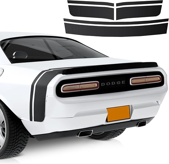 Rear Belt Racing Vinyl Decal Kit Compatible with 20092025 Dodge Challenger Black Ghost Scat Pack Swinger Made in USA (Matte Black)