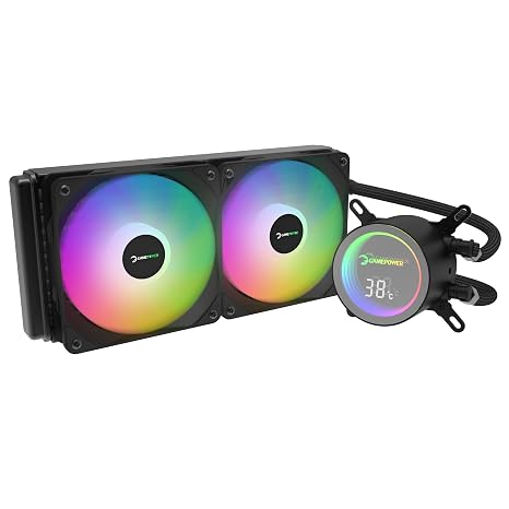 Gamepower Skadi Infinity 240 AIO CPU Liquid Cooler, Pump with Real Time Temp, 240mm Radiator with 2X PWM ARGB HDB Fans, 13.5 W/mK Thermal Paste, Compatible with Intel 1851, 1700, AMD AM4/AM5