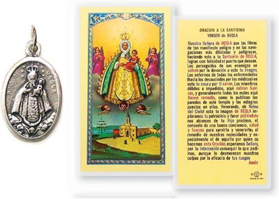 Virgen De Regla Medalla Con Base De Plata Incluye Postal de Rezo Bendecida Por Su Santidad