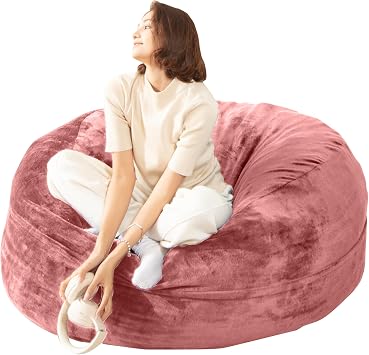Bean Bag Chair for Adults, Floor Bean Bags Offers Ample Space for Adults,Memory Foam Giant Bean Bags,Lounger Versatile Design Suits Any Room,Movie Nights,Reading(Pink,4FT)