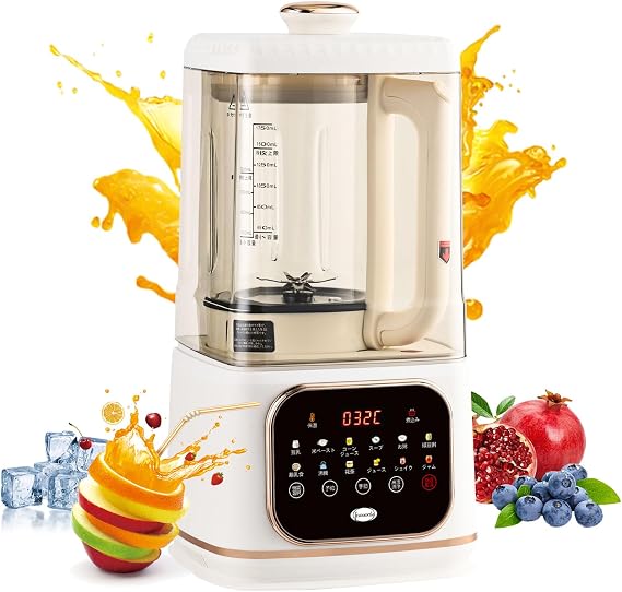 Heated Mixer Soy Milk Maker 1500ml Large Capacity Blender Multi-functional Juicer Cold and Hot All-in-One Machine 400W Stirring Output 800W Heating Output with Soundproof Cover Suitable for Vegetables