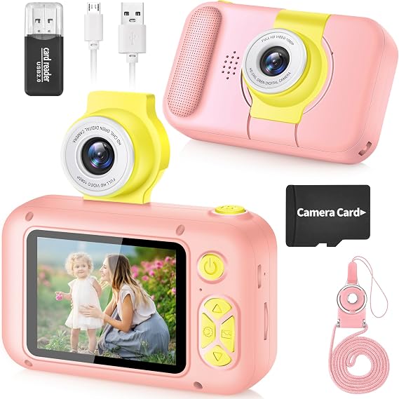 ARNSSIEN Kids Camera for Toddlers with 180Flip Lens,2.4 Inch IPS Screen