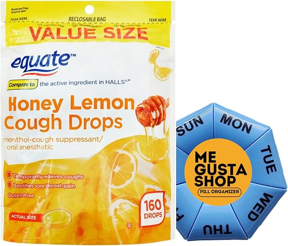 Cough Drops Honey Lemon Equate160 Count Dietary Supplement Includes Pill Organizer