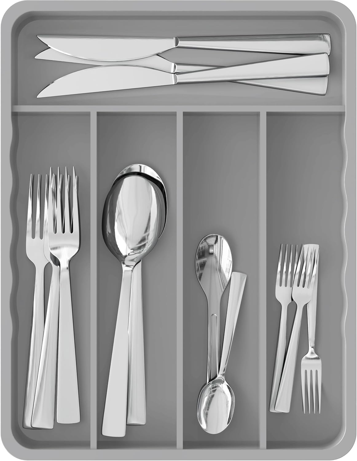 Simple Houseware 5 Compartments Kitchen Drawer Flatware, Gray