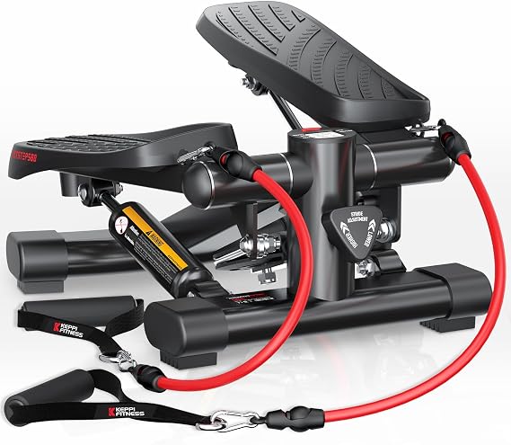 Keppi Fitness Stair Stepper, Steppers for Exercise at Home, Stepper with 2 Pairs of Resistance Bands for Efficient Cardio - Fitstep Series