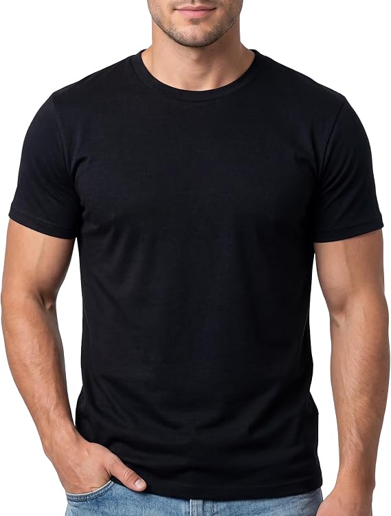 Cotton King Mens Cotton Blend Crew Neck T-Shirt Ultrasoft Athletic Fit T Shirts for Men Short Sleeve Solid Casual Tee