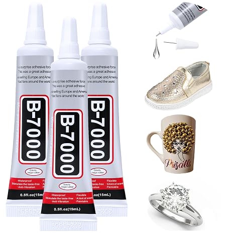 FITTDYHE 3PCS Jewelry Glue - 15ML/0.5fl oz Clear DIY Craft Glue for Rhinestones, Waterproof Strong Bond Adhesive for Phone Repair, Nail Art, Shoes, Fabric, Metal, Glass