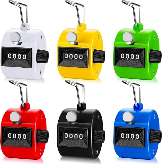 Hand Tally Counter, 4 Digit Mechanical Tally Counter with Metal Finger Ring, Hand Held Counter Clicker for Counting Numbers Knitting Coaching Golf Lap Fishing School Sports Event