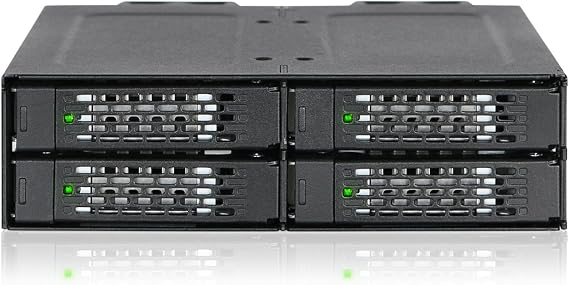 ICY DOCK 4 Bay 2.5 NVMe U.2/U.3 SSD PCIe 4.0 Rugged Mobile Rack Enclosure for 5.25" Bay (4 x Mini-SAS HD) | ToughArmor MB699VP-B