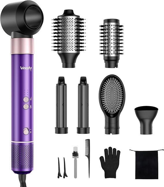 Vincofy 7 in1 Hair Styler Dryer Brush Set, 1500W Blow Dryer Brush, Purple
