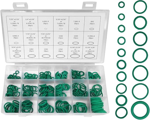 270pcs Compressor O Rings - Car Air Conditioning AC O Ring Kit Sealing ORings Gasket Assortment Set, Rubber Washer Orings for A/C Professional Plumbing Automotive