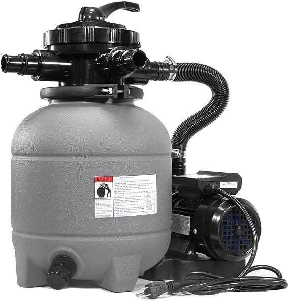XtremepowerUS 12" Sand Filter Pump for Above Ground Swimming Pools 2,400GPH Flow 7-Way Valve for Pools Up to 10,000GAL Pool Fitting Adapter (Include Filter Media)
