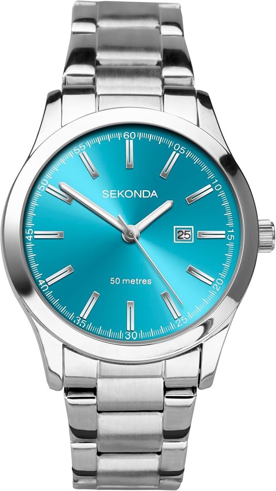 Sekonda Taylor Ladies 34mm Quartz Watch with Analogue Date Display, and Silver Stainless Steel Strap