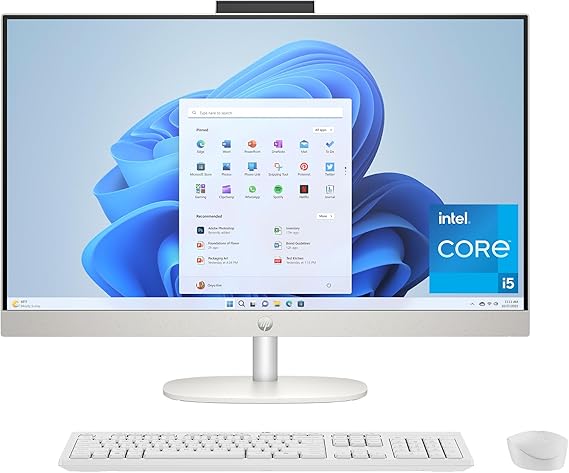 HP 27 inch All-in-One Desktop PC, FHD Touchscreen, Intel Core i5-1335U, 16 GB RAM, 512 GB SSD, Intel UHD Graphics, Windows 11 Home, Shell White, 27-cr0170 (2025)