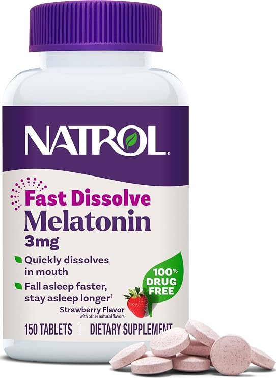 Natrol Melatonin 3 mg Fast Dissolve Tablets, Strawberry, 150 Count