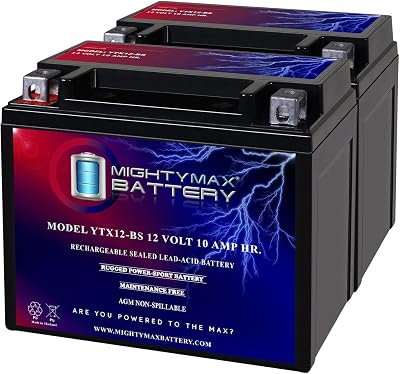 Mighty Max Battery YTX12-BS 12V 10Ah Replacement Battery compatible with Yuasa YUAM3RH2S PLT-144-2 Pack