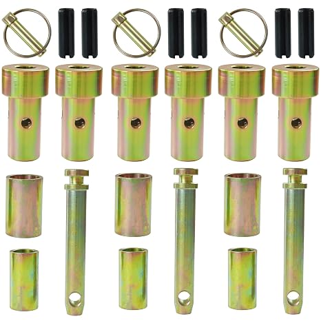 3 Pack TK95029 Cat 1 Quick Hitch Adapter Bushings with Top Link Pin and Lynch Pin 3 Point Quick Hitch Category 1 Bushings for Tractor, Compatible with Most Category 1 Quick Hitches