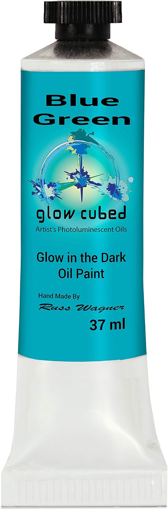 Glow Cubed Glow in The Dark Artist Professional Oil Paint Luminescent Phosphorescent Self-Luminous Paint (Blue Green, 37 ml)