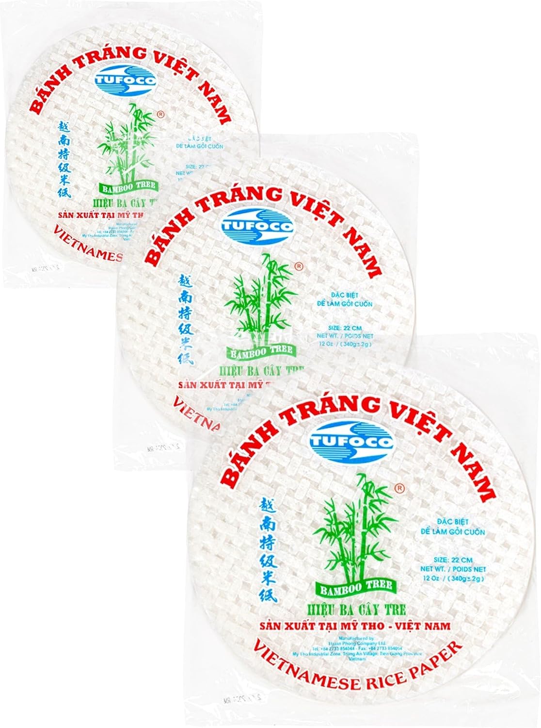 Premium Rice Papers, 30~32 Sheets Per Pack, 10.5 oz, Vietnamese Spring Roll Wrapper, Premium Rice Paper, Round 22cm