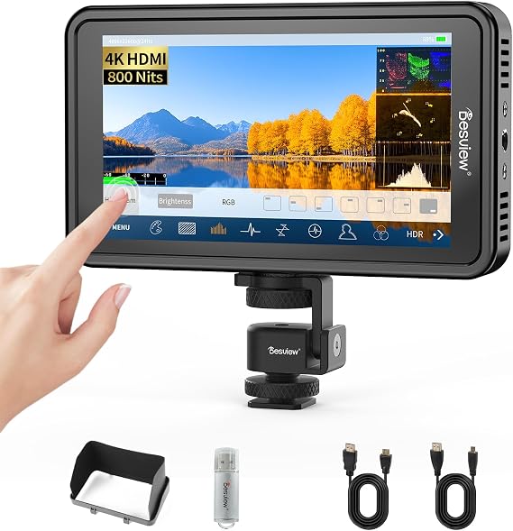 Desview R5II 5.5-inch Camera Field Monitor 4K HDMI 800nit HDR Support LUTFalse Color - for Sony/Canon DSLR Film Making Video Production