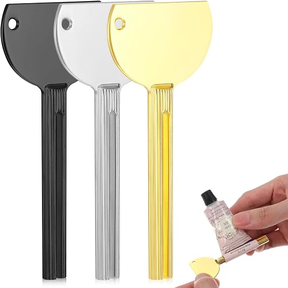 3Pcs Toothpaste Tube Squeezer, Stainless Steel Metal Tube Key Squeezer Presser Ideal for Toothpastes Ointments Kitchen & Bathroom Tools, Silver Gold Black
