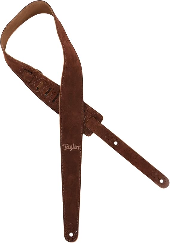 Taylor Embroidered Suede 2.5" Guitar Strap - Chocolate