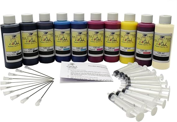 InkOwl Refill Kit Replacement for Canon PRO-300 Printers (PFI-300 cartridges) - 10x120ml USA Pigment Ink