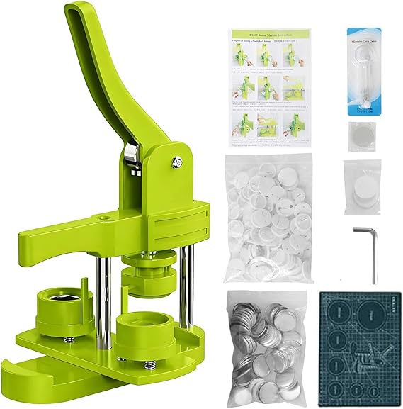 YYMTTOR Button Maker Machine Kit 32mm (1.25 Inch) DIY Pin Badge Press with 100 Button Parts, Custom Pin Maker for Crafts, Parties & Gifts