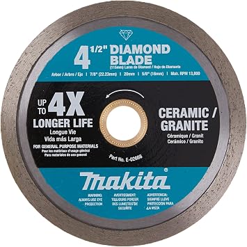 Makita E-02668 4-1/2" Diamond Blade, Continuous Rim, General Purpose