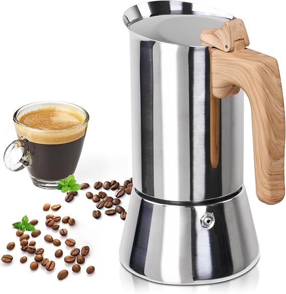 Uncoated 2 Cup Moka Pot 304 Thickened Stainless Steel Coffee Maker