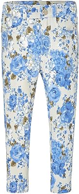 Little Girls 2-9 Light-Blue Floral Print Stretch JeggingsPants