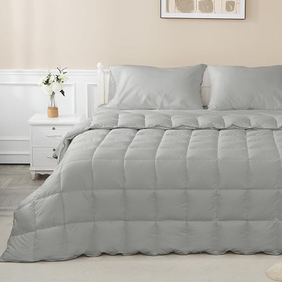 sunflower Full Size Duvet Insert Comforter Cotton Cover Warm, Silver Gray