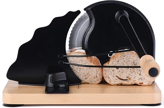 Manual Bread Slicer for Homemade Sourdough Bread, Hand Crank Bread Slicer with Scale Line,Metal Guide & Adjustable Thickness Bread Loaf Slicer,Sharp Blade Bread Cutter for Sourdough Bread