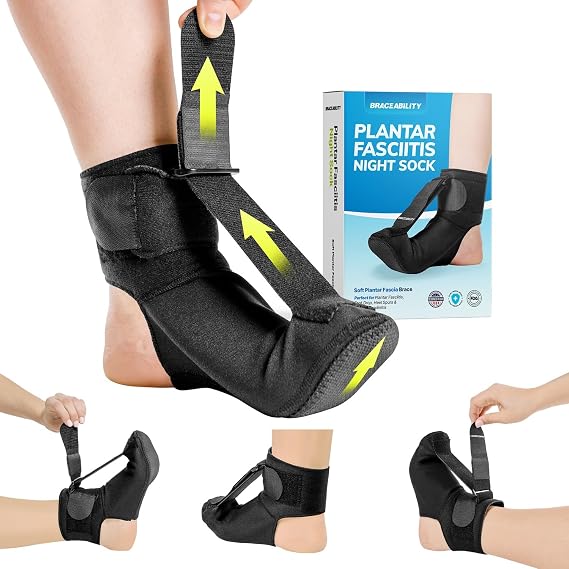 Plantar Fasciitis Night Support | Soft Stretching Sock & Foot Pain Relief Boot by BraceAbility