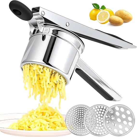 Potato Ricer Stainless Steel, Potato Masher for Fluffy Mashed Potatoes