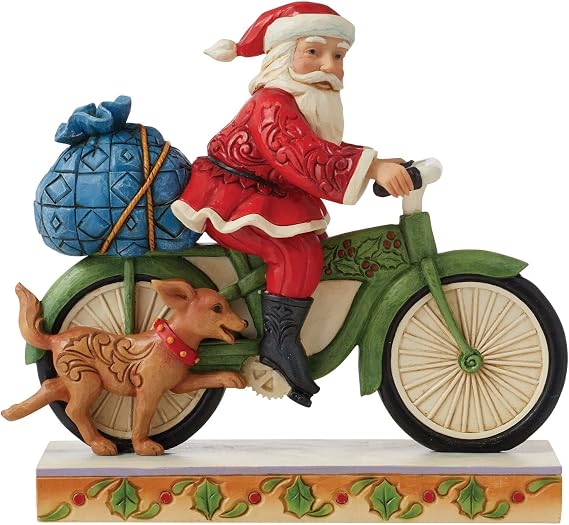 Enesco Jim Shore Santa Riding Bicycle Figurine, 7.09in H