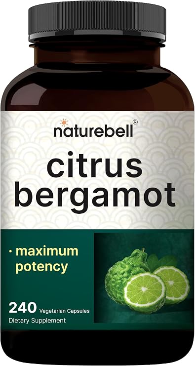 NatureBell Citrus Bergamot, 240 Vegetarian Capsules Real Fruit Extract with Polyphenolic Flavanones Non-GMO, cGMP Certified