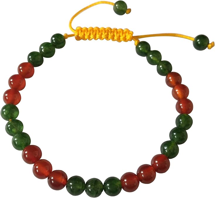 Tibetan Mala Green Jade Agate and Carnelian Wrist Mala Yoga Bracelet for Meditation